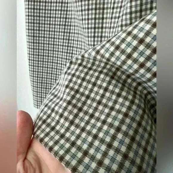 Vintage Marks and Spencer Tan Plaid Pencil Skirt Preppy Prep Old Money Small - Picture 10 of 12